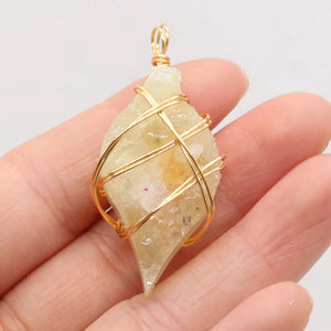 Natural Stone Gem Citrine Marquise Shape Pendant for DIY Necklace