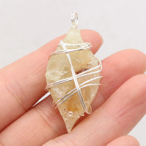 Natural Stone Gem Citrine Marquise Shape Pendant for DIY Necklace