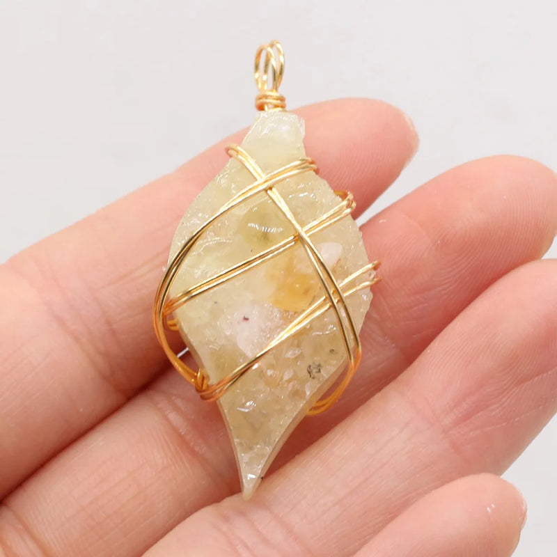 Natural Stone Gem Citrine Marquise Shape Pendant for DIY Necklace