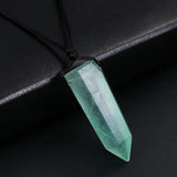 Clear Quartz Bullet Pendant Necklace Fluorite Stone Amulet