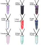 Clear Quartz Bullet Pendant Necklace Fluorite Stone Amulet