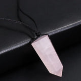 Clear Quartz Bullet Pendant Necklace Fluorite Stone Amulet