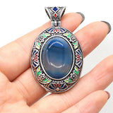 Gem Cloisonne Egg Pendant Quartz Amethyst Turquoise DIY Necklace