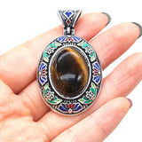 Gem Cloisonne Egg Pendant Quartz Amethyst Turquoise DIY Necklace