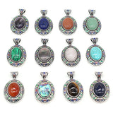 Gem Cloisonne Egg Pendant Quartz Amethyst Turquoise DIY Necklace