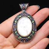 Gem Cloisonne Egg Pendant Quartz Amethyst Turquoise DIY Necklace