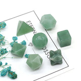 Green Aventurine Geometric Shape Bead Set for Necklace Crafts