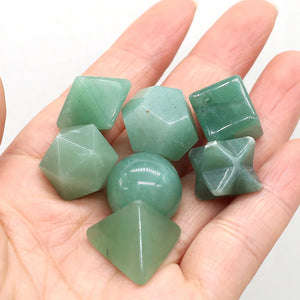 Green Aventurine Geometric Shape Bead Set for Necklace Crafts