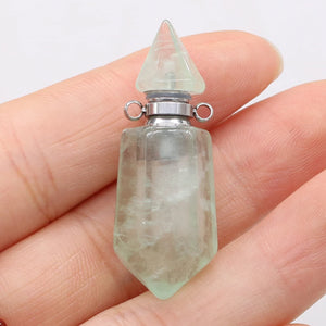 Green Aventurine Citrine Gem Perfume Bottle Pendant Necklace