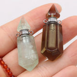 Green Aventurine Citrine Gem Perfume Bottle Pendant Necklace