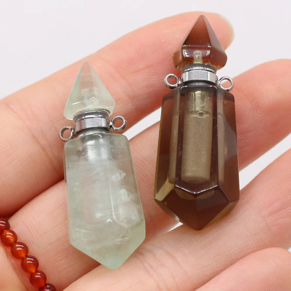 Green Aventurine Citrine Perfume Bottle Pendant Necklace