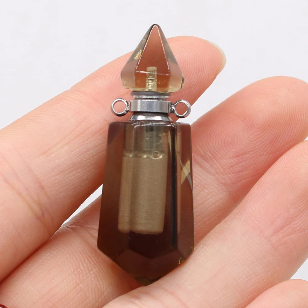 Green Aventurine Citrine Perfume Bottle Pendant Necklace