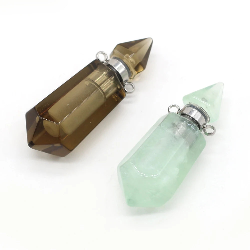 Green Aventurine Citrine Perfume Bottle Pendant Necklace