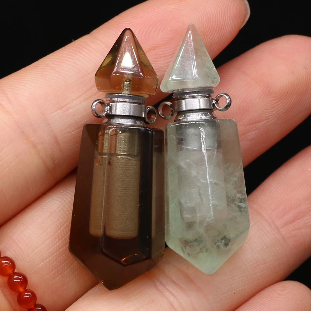Green Aventurine Citrine Perfume Bottle Pendant Necklace
