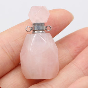 Natural Stone Gem Quartz Perfume Bottle Pendant Necklace Accessory