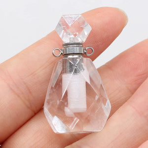 Natural Stone Gem Quartz Perfume Bottle Pendant Necklace Accessory