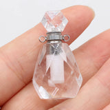 Natural Stone Gem Quartz Perfume Bottle Pendant Necklace Accessory