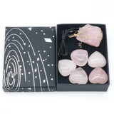 Rose Quartz Love Heart Ornament Silk Necklace Craft