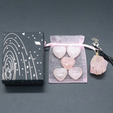 Rose Quartz Love Heart Ornament Silk Necklace Craft