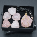 Rose Quartz Love Heart Ornament Silk Necklace Craft