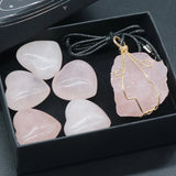 Rose Quartz Love Heart Ornament Silk Necklace Craft