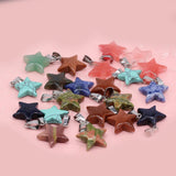 Natural Unakite Agate Gem Star Pendant DIY Crafts 20mm