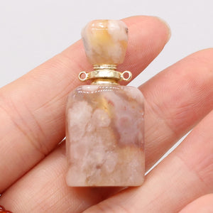 Natural Stone Gemstone Perfume Bottle Essential Oil Diffuser Necklace