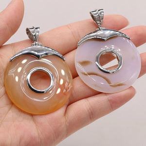 Natural Stone Gemstone Round Pendant Agate Romantic OL Crafts DIY Necklace