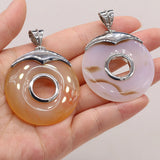 Natural Stone Gemstone Round Pendant Agate Romantic OL Crafts DIY Necklace