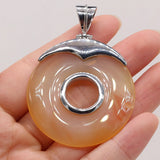 Natural Stone Gemstone Round Pendant Agate Romantic OL Crafts DIY Necklace
