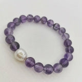 Amethyst Bracelet Pearl Gemstones Elastic Bohemian Bracelet Gift Jewelry