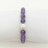 Amethyst Bracelet Pearl Gemstones Elastic Bohemian Bracelet Gift Jewelry