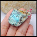 Geometric Chrysocolla Necklace Pendant Bead, Natural Stone, 42x31x12mm