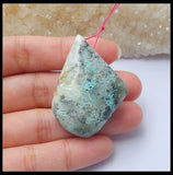Geometric Chrysocolla Necklace Pendant Bead, Natural Stone, 42x31x12mm