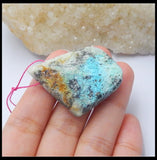 Geometric Chrysocolla Necklace Pendant Bead, Natural Stone, 42x31x12mm