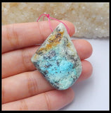 Geometric Chrysocolla Necklace Pendant Bead, Natural Stone, 42x31x12mm