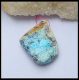 Geometric Chrysocolla Necklace Pendant Bead, Natural Stone, 42x31x12mm