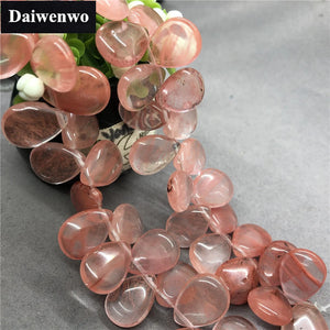 Natural Stone Glass Cherry Quartz Water Drop DIY Pendant Earring Jewelry