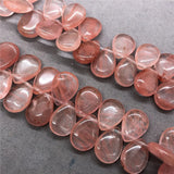 Natural Stone Glass Cherry Quartz Water Drop DIY Pendant Earring Jewelry