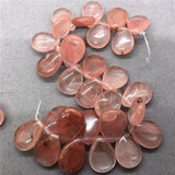 Natural Stone Glass Cherry Quartz Water Drop DIY Pendant Earring Jewelry