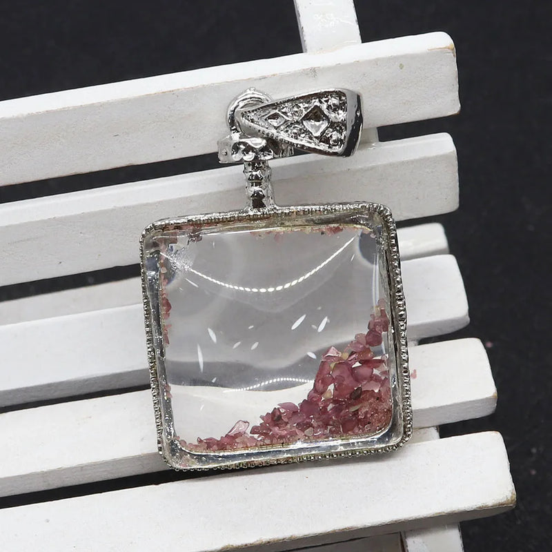 Stone Glass Gravel Pendants Jewelry DIY Making Earring Necklaces