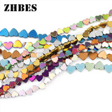 Blue Black Peach Hearts Hematite Spacer Beads 6/8mm