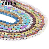 Blue Black Peach Hearts Hematite Spacer Beads 6/8mm