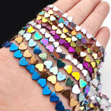 Blue Black Peach Hearts Hematite Spacer Beads 6/8mm