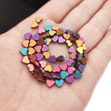 Blue Black Peach Hearts Hematite Spacer Beads 6/8mm