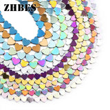 Blue Black Peach Hearts Hematite Spacer Beads 6/8mm