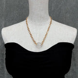 Natural Stone Plated Chain 18x21mm Raw Pendant Chokers Necklace
