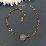 Natural Stone Plated Chain 18x21mm Raw Pendant Chokers Necklace