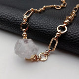 Natural Stone Plated Chain 18x21mm Raw Pendant Chokers Necklace