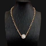 Natural Stone Plated Chain 18x21mm Raw Pendant Chokers Necklace